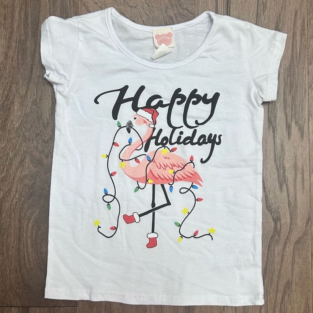Happy Holidays T-shirt / Flamingo w/ Xmas Lights